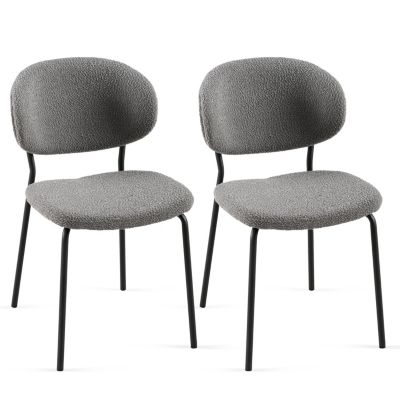 Grey Boucle Dining Chairs (Set of 2)
