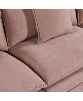 108.66" Modern Chenille L-shaped Sectional Sofa with Convertible Chaise, Comfy Cloud Couch Deep Sectional Sofa with Ottomans for Living Room