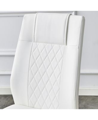 Table and chair set.Large modern rectangular table with 0.4 inch patterned glass tabletop and large MDF table legs.Comes with 8 chairs with faux leather cushioned seats and golden metal legs.