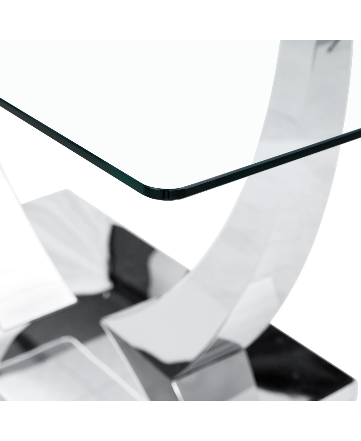Streamdale Furniture Table and chair set.Contemporary, minimalist rectangular dining table featuring a clear tempered glass top and sleek silver legs