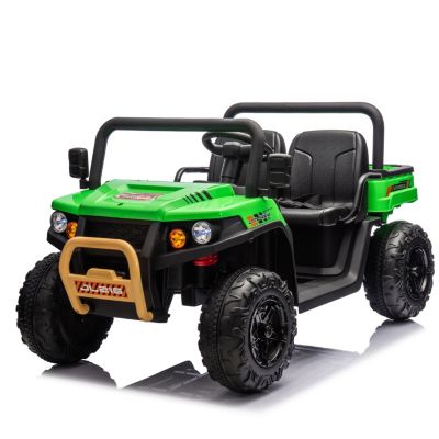24V XXXL Kids Ride On UTV W/Parents Remote Control, Two-seater, Automatic tipping bucket, Rear wheel suspension, Slow start, Portable handle, Safety Belt, LED light, USB, MP3,Bluetooth, Horn for Kids