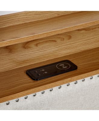 Upholstered Sofa Bed with LED Lights, Storage, and Adjustable Headboard