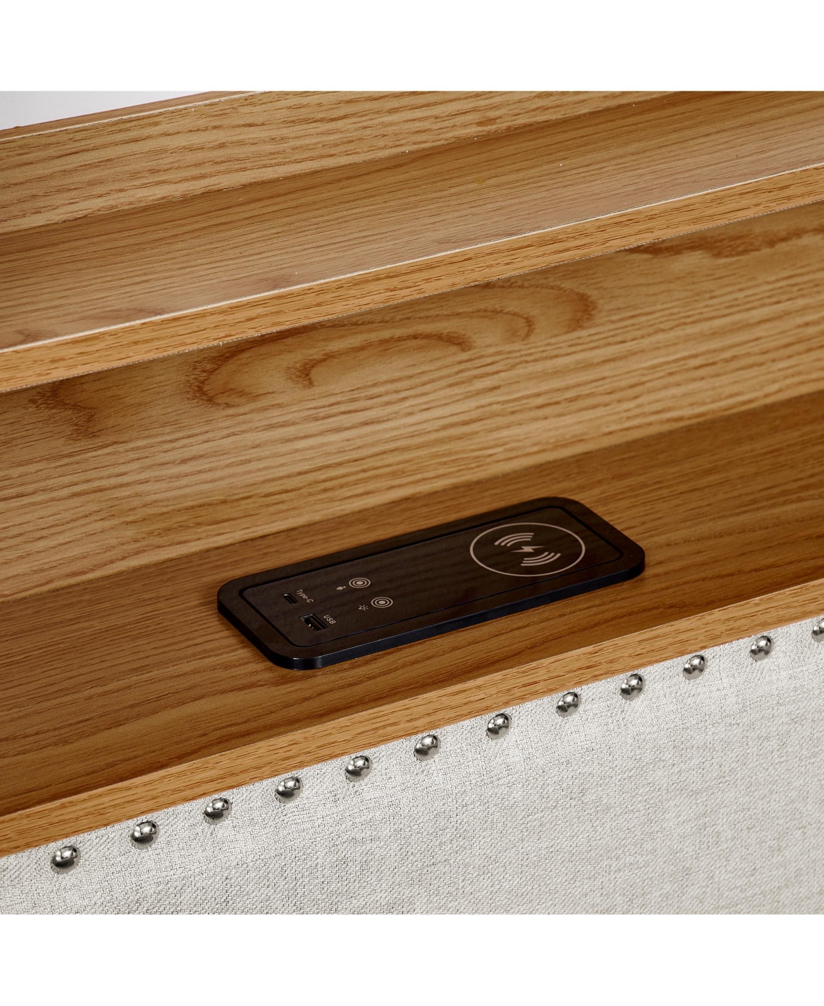 Streamdale Furniture Twin Size Upholstery Sofa Bed with Three Led lights, with Storage Adjustable Headboard, with Two Storage Pull Up drawers and Wire