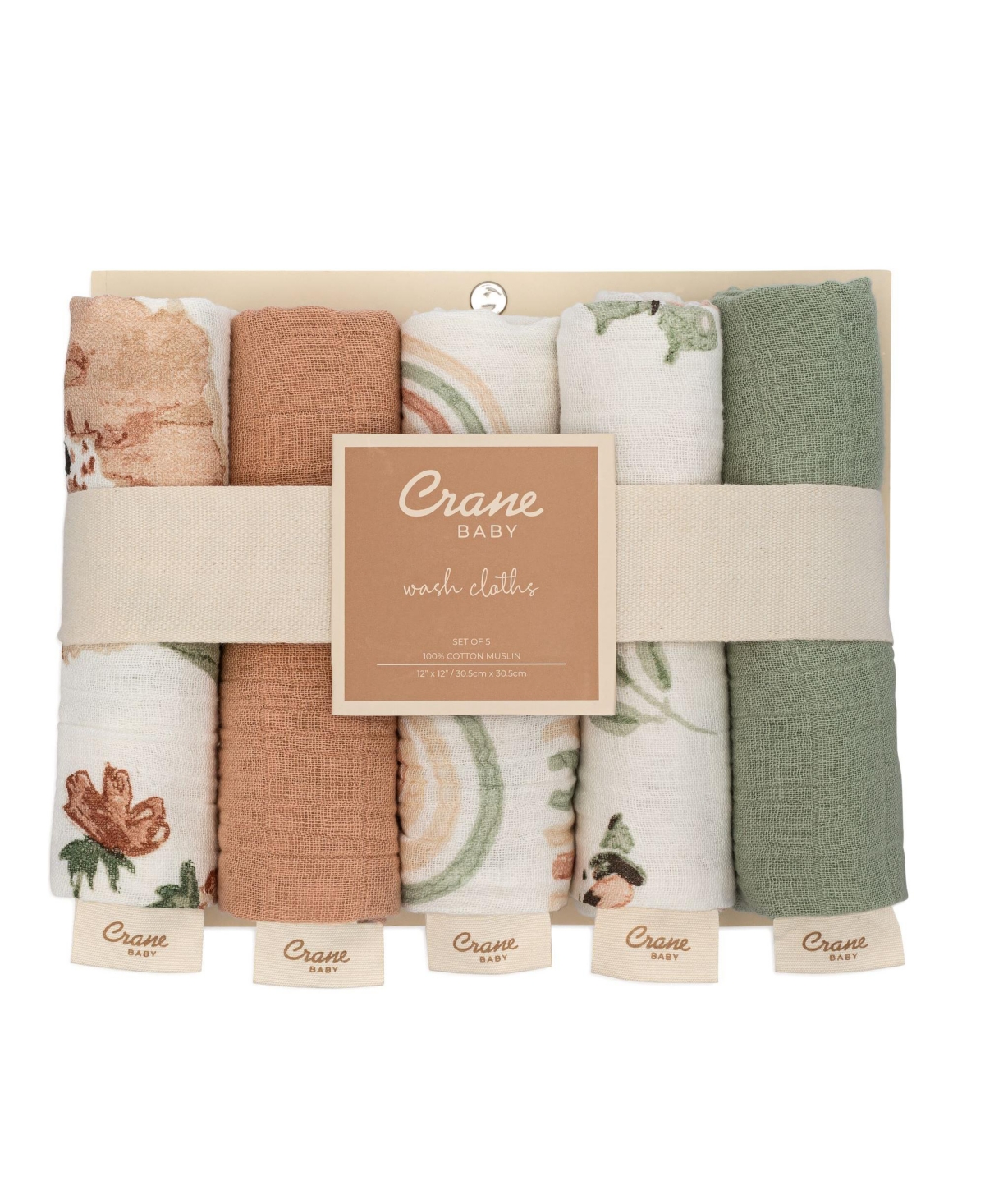 CRANE BABY INFANTS PARKER PINK FLORAL WASH CLOTH, 5-PC. SET 