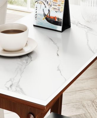 Retro Slate Side Table with Shelf, Small End Table for Small Spaces