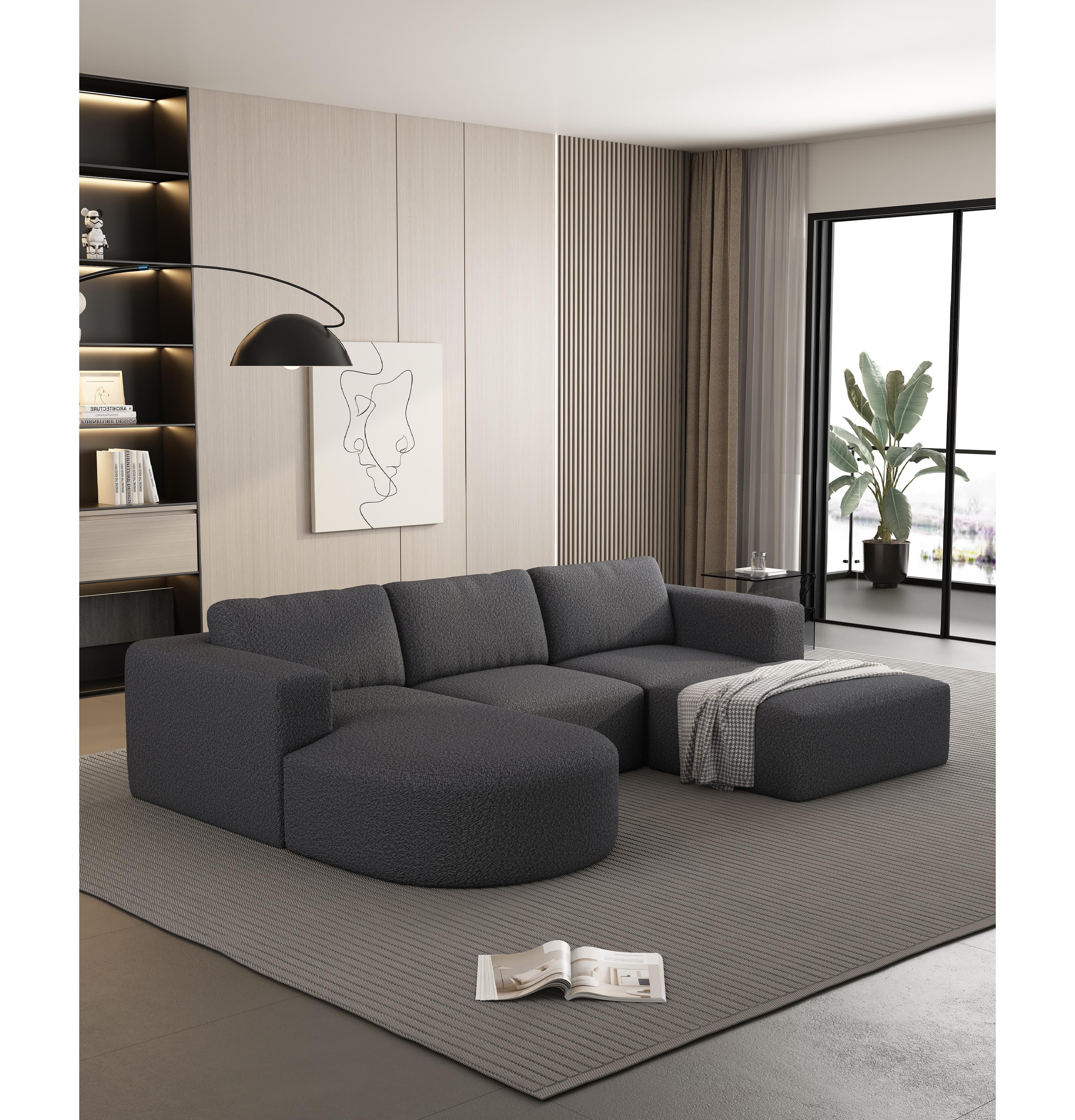 Streamdale Furniture 104.3270.86 Modular Sectional Sofa Sleeper Couch, Sectional Sofa with Chaise and Ottoman, Convertible U Shaped Modular Sofa Set.