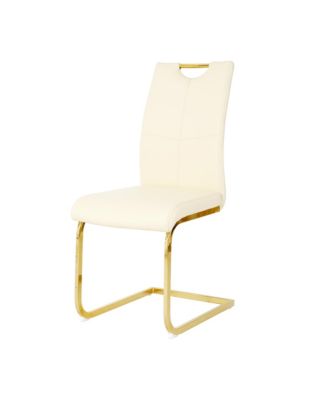 Modern PU dining chair Living room chair Upholstered chair, gold metal chair leg design, kitchen, living room, bedroom, dining room side chair (Set of 2)