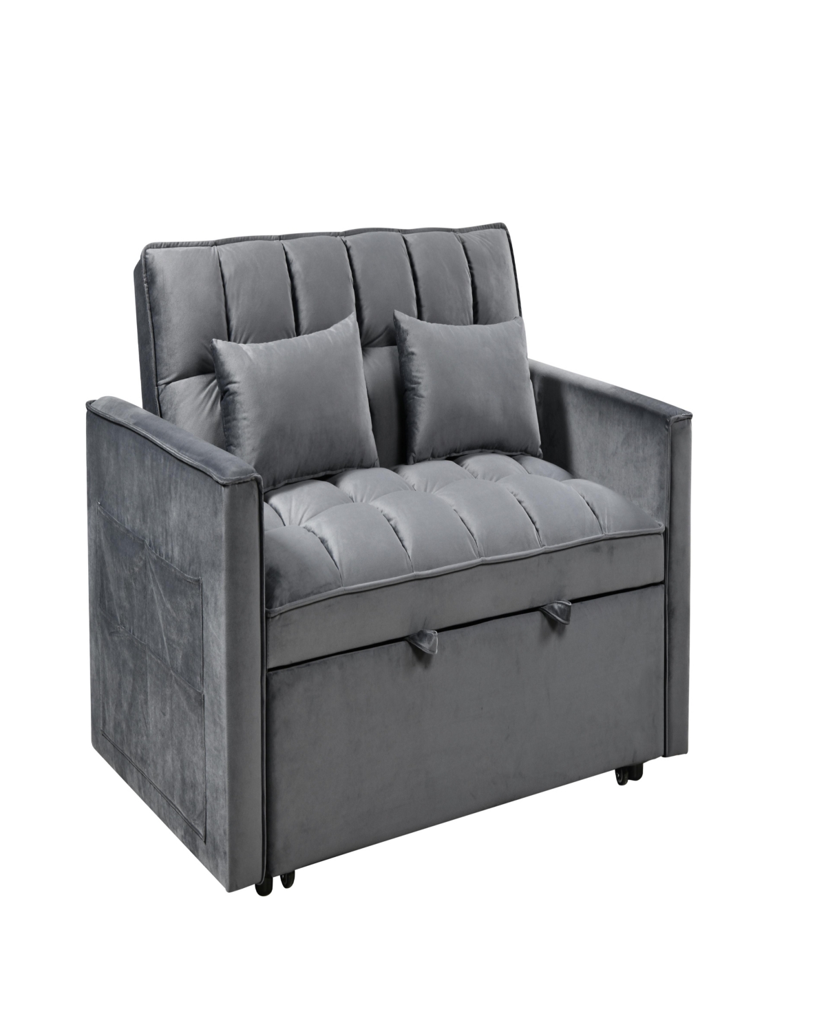 Streamdale Furniture Modern flannel double sofa with folding bed, small double sofa with three in one convertible sofa bed, adjustable backrest and st