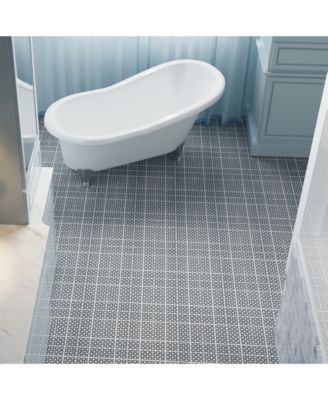 12 x 12 Inch Gray Interlocking Deck Tiles Plastic Waterproof Outdoor All Weather Anti-slip Bathroom Shower Balcony Porch Strong Weight Capacity Upto 6613 LBS, Rosette Pattern Pack of 60