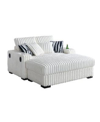 Square Arm Loveseat with Ottoman, Cup Holder, Charger, USB