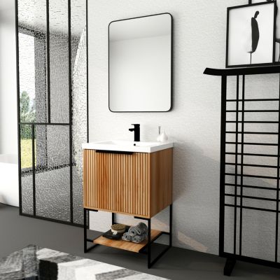 24 Inch Freestanding Bathroom Vanity With Resin Basin