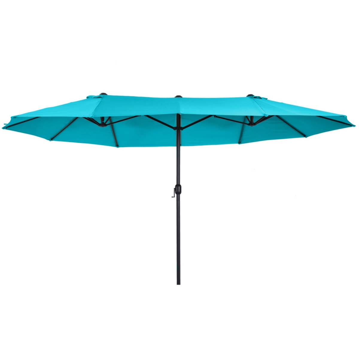 Extra Large 15ft Patio Umbrella, Double-Sided Outdoor Umbrella with Crank Handle and Air Vents for Backyard, Deck, Pool, Market, Blue - Blue