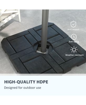 4 Piece Patio Cantilever Umbrella Base Weight Set, Fillable Outdoor Offset Umbrella Weights for Umbrella Stand, 175 lbs. Capacity Water or 230 lbs. Capacity Sand, Black
