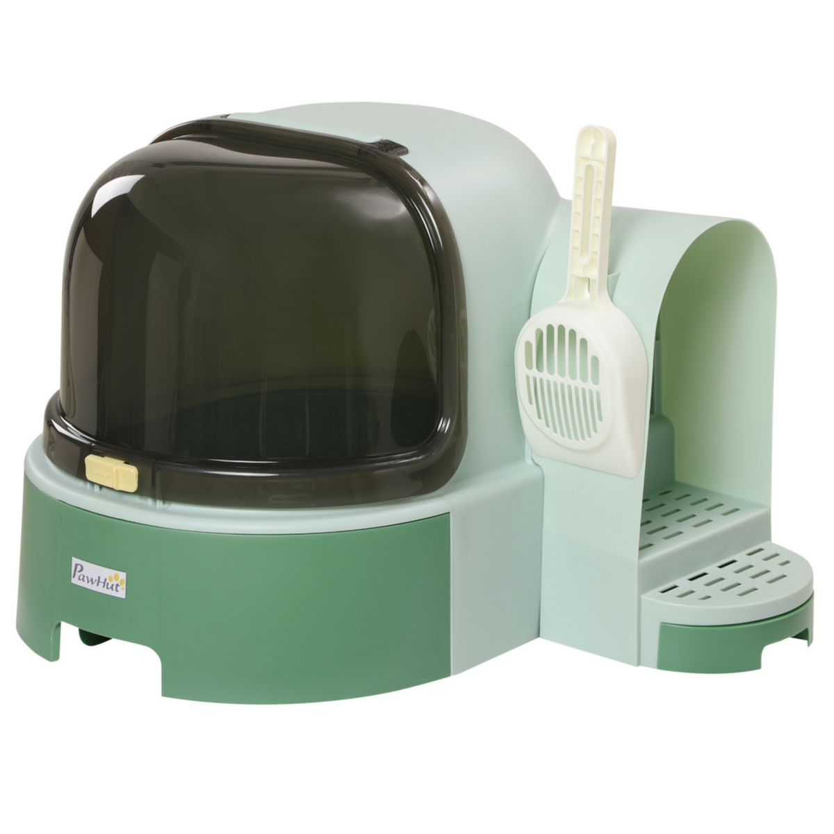 Cat Litter Box with Lid, Covered Litter Box, Easy to Clean & Open Including Openable Front Cover, Litter Scoop, Green - Green