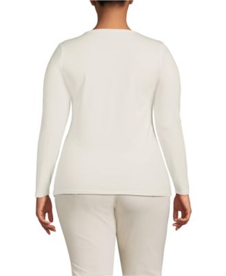 Women's Plus Size Lightweight Jersey Skimming Long Sleeve Scoop Neck T-shirt