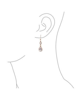 Multi Tear Drops Rose Gold Plated Brass Chain Cubic Zirconia Necklace Earrings Set