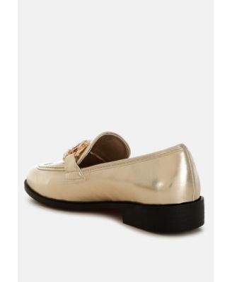Dendron Diamante Horsebit Metallic Loafers