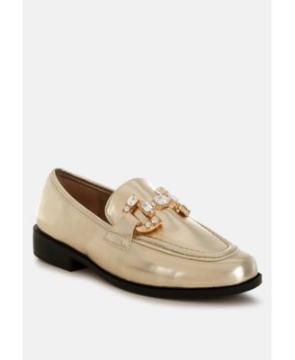 Dendron Diamante Horsebit Metallic Loafers