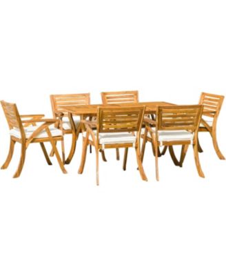 Streamdale Hermosa 7 Piece Wood Dining Set With Cushions