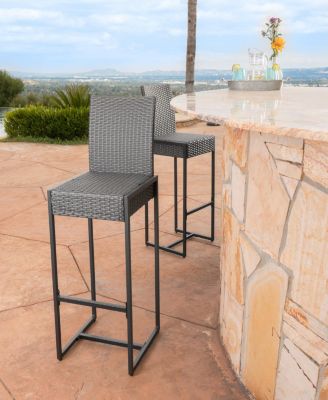 Elegant Outdoor Wicker Barstools With Durable Iron Frame