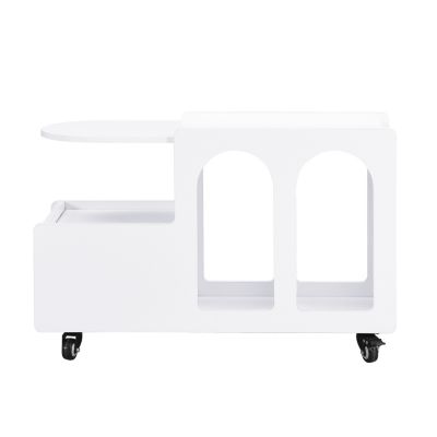 Streamdale White Mobile Side Table with Drawer and Shelves