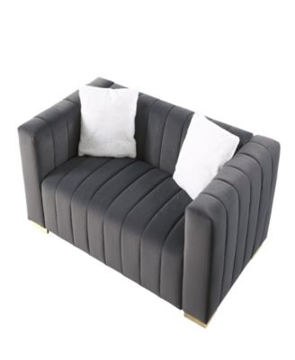 Grey Modern Chesterfield Loveseat