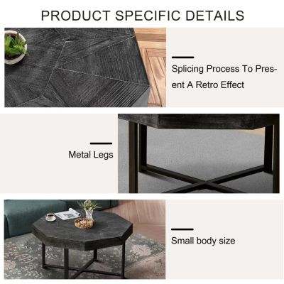 Octagonal Patchwork Cross Leg Coffee Table