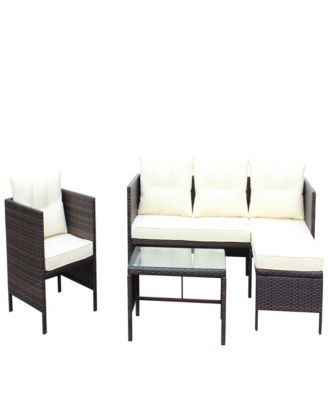 Streamdale 4-Piece Wicker Patio Conversation Set with Cushions