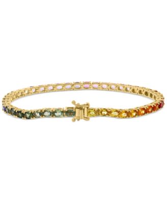 EFFY&reg; Multi-Sapphire Oval Tennis Bracelet (8-7/8 ct. t.w.) in 14k Gold