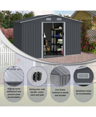 Outdoor Storage Shed 8 x 12 FT Large Metal Tool Sheds with Window