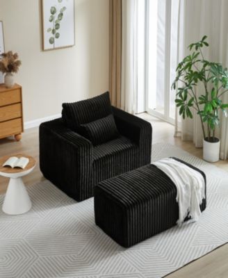 Corduroy Sponge Lounge Chair with Footrest