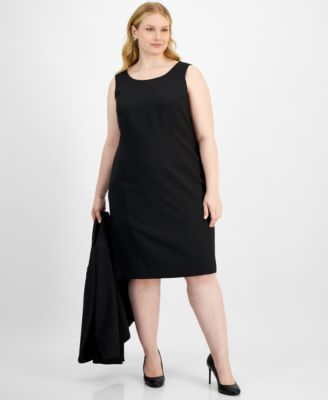 Plus Size Cutout Kissing Jacket & Sheath Dress Suit Set