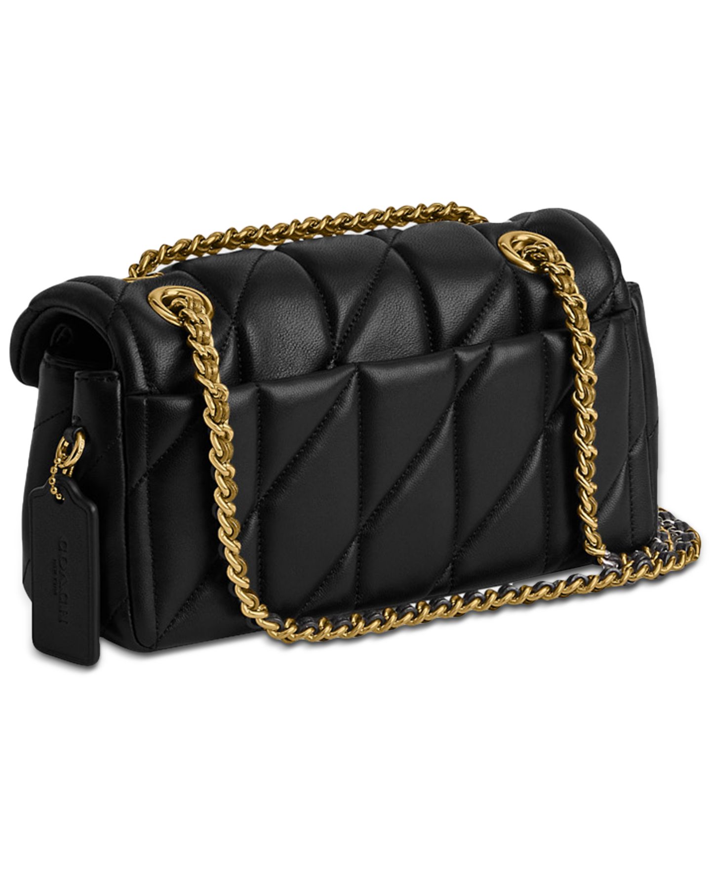 Женская сумка COACH Quilted Tabby Small Leather Shoulder 20, цвет: Латунный / Чёрный — фото 4