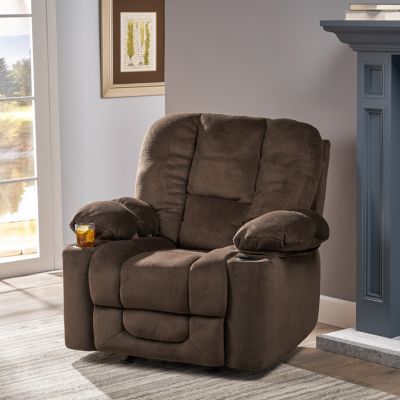 Recliner with Fabric and Cup Holders