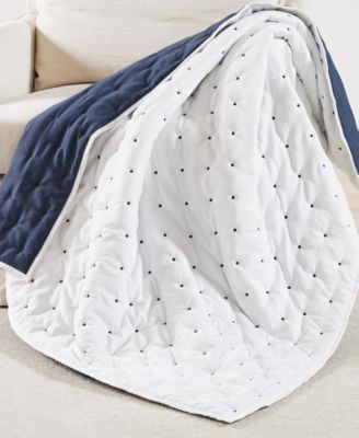 Embroidered Swiss Dot Quilted Throw, 50&amp;quot; x 60&amp;quot;