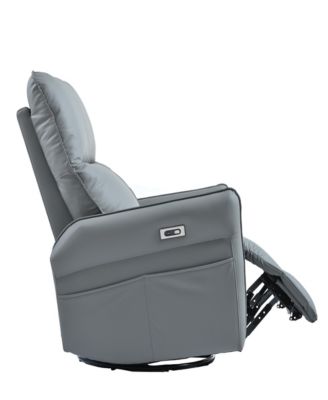 Electric Power Swivel Recliner for Adults (Blue-gray