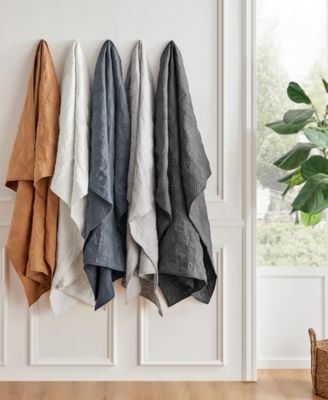 Washed Linen Textured Quilted Throw, 50" x 60"