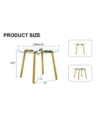 Modern Round Glass Table, Gold Legs