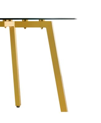 Modern Round Glass Table, Gold Legs
