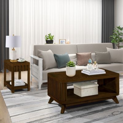 3-Piece Rectangular Coffee Table Set with Walnut Finish