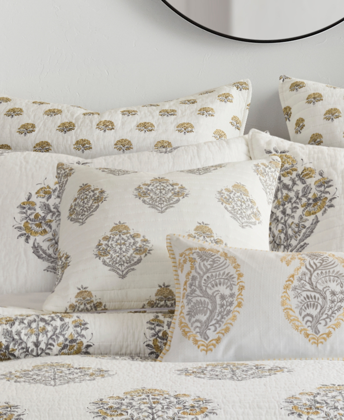Levtex Kamira Print Quilted Decorative Pillow, 18" X 18" In Yellow