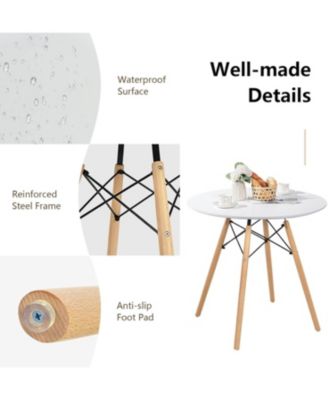 31.5" Round Dining Table Kitchen Table White Dining Table with White MDF desktop and Solid wood legs .Modern Style Coffee Table Leisure Dining Room Round Table for Kitchen Living Room