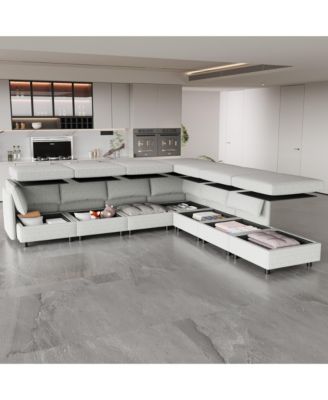 Modular Sectional Sofa, Convertible Sofa Seat With Storage, Sleeper Sectional Sofa Set, Fabric Flexible Modular Combinations for Living Room