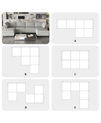 Modular Sectional Sofa, Convertible Sofa Seat With Storage, Sleeper Sectional Sofa Set, Fabric Flexible Modular Combinations for Living Room