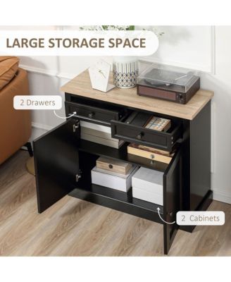 Sideboard Buffet Cabinet, Kitchen Cabinet, Coffee Bar Cabinet with 2 Drawers and Double Door Cupboard for Living Room, Entryway, Black