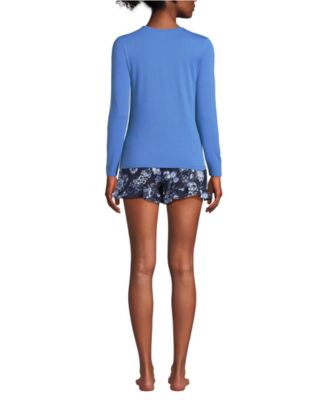 Women's Lightweight Cotton Modal Drapey Flannel 2 Piece Pajama Set - Top and Shorts