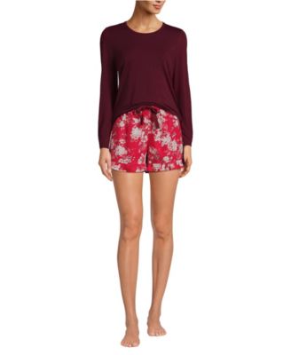 Women's Lightweight Cotton Modal Drapey Flannel 2 Piece Pajama Set - Top and Shorts