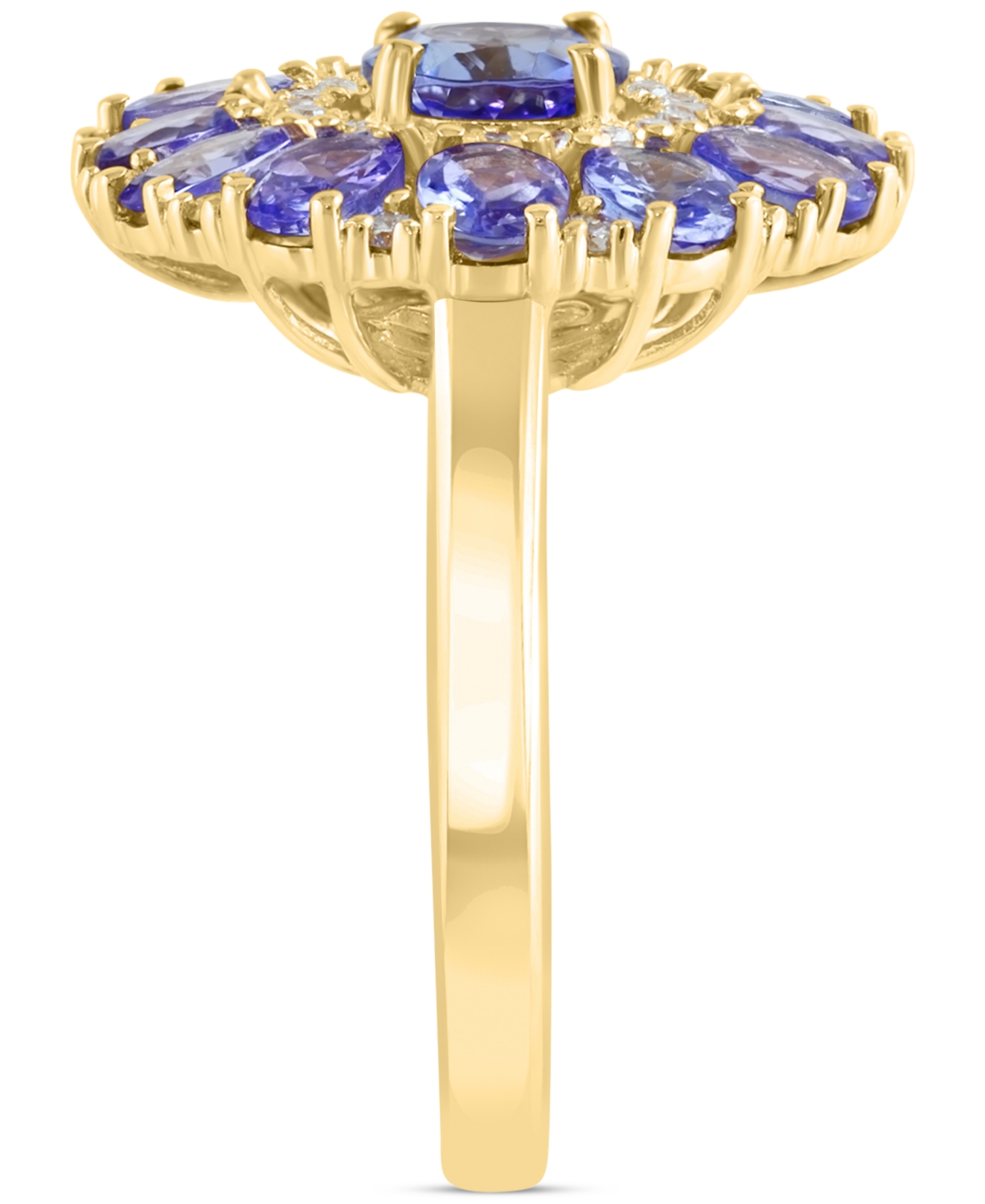 Effy Collection Diamond (1/5 Ct. T.w.) & Tanzanite (2-1/6 Ct. T.w.) Ring In 14k Yellow Gold In Tanzanite