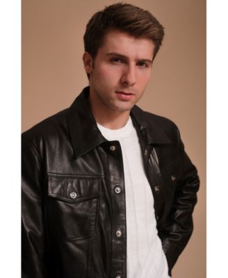 Men's Leather Jacket, Black, Created for Macy's