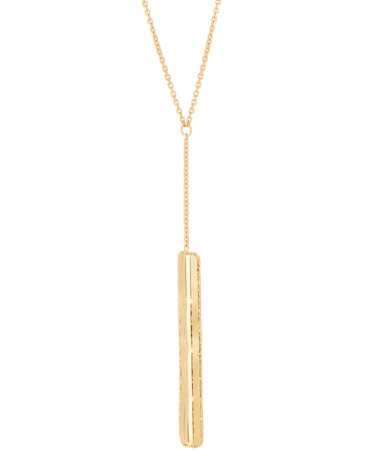 Italian Gold Polished Rectangular 17" Lariat Necklace In 14k Gold In Gold